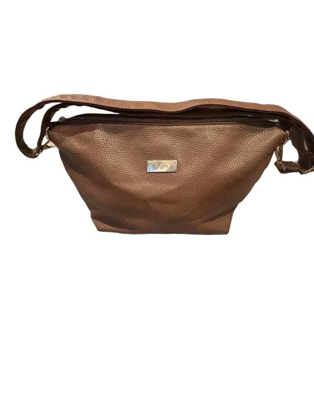 BCBG Paris Brown Pebbled Faux Leather Crossbody Bag